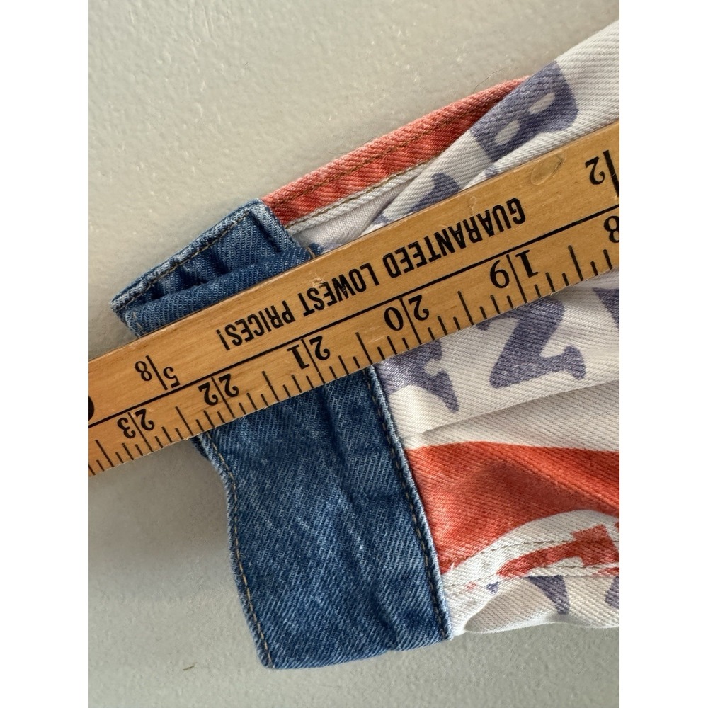 Wrangler Women's XL Graphic Print Denim Jacket Red White Blue Jean Lady - Picture 8 of 10